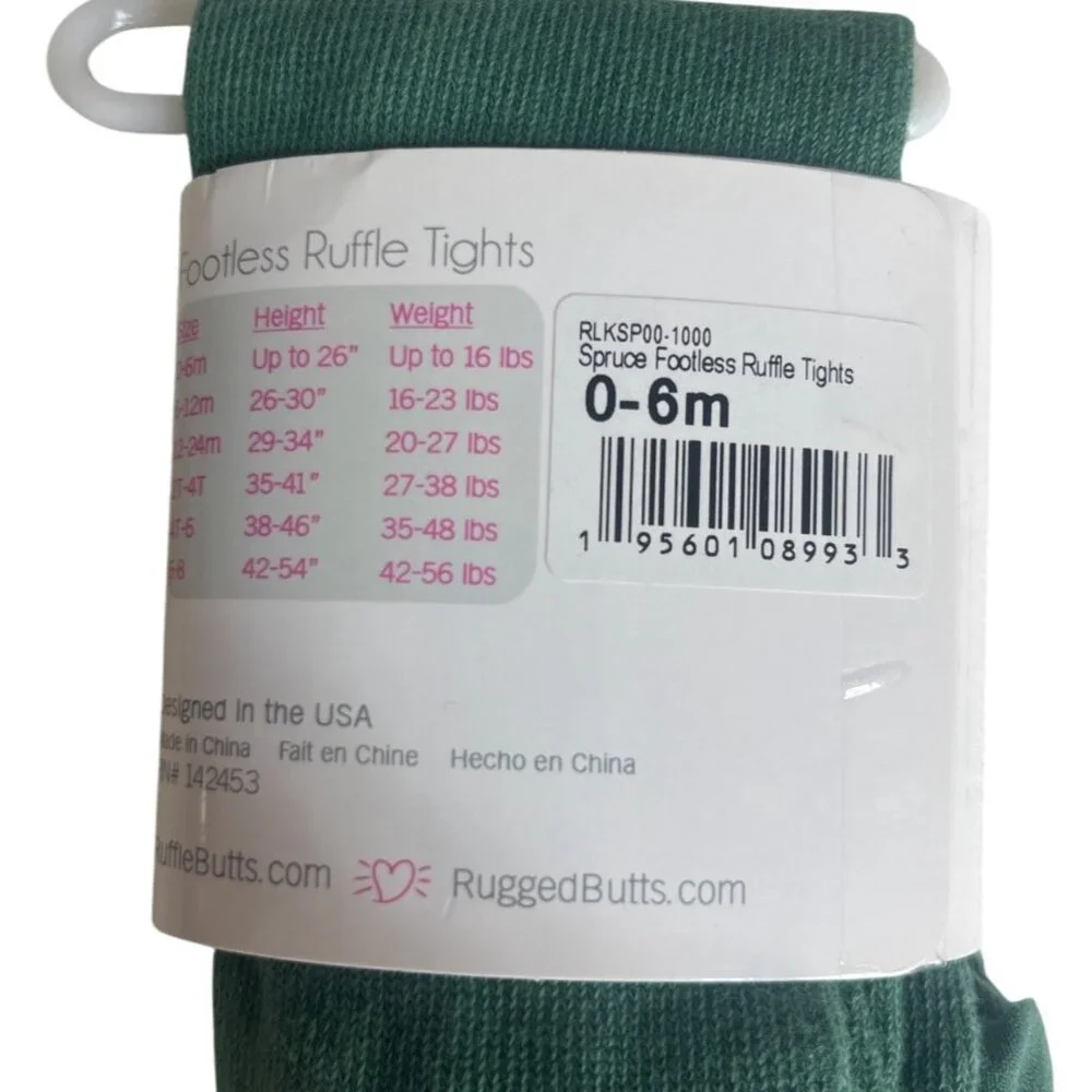 Ruffle Butts‎ Infant Footless Tights Spruce Green Size 0-6 Months New